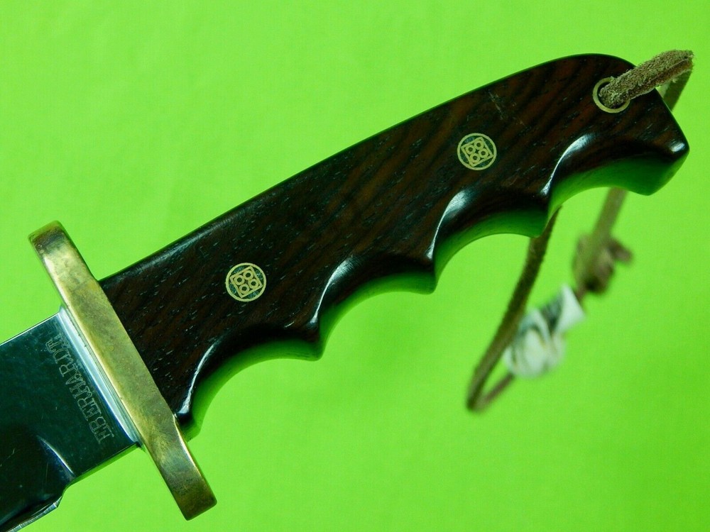 Custom Made Handmade Eberhardt Fighting Knife & Sheath Skull Bead