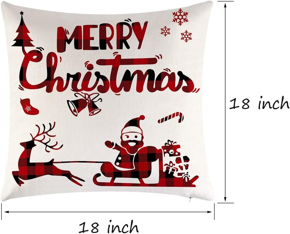 Set of 4 Christmas Decorations Pillow Covers