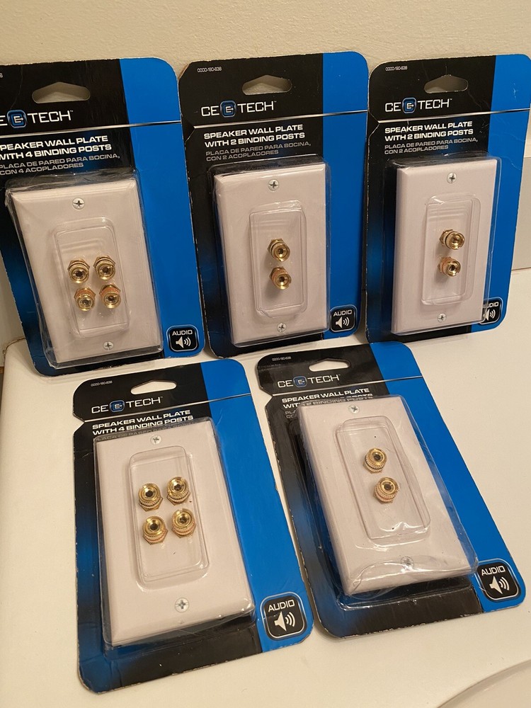 CE Tech Speaker Wall Plate Binding Posts White BUNDLE! Fast Shipping!