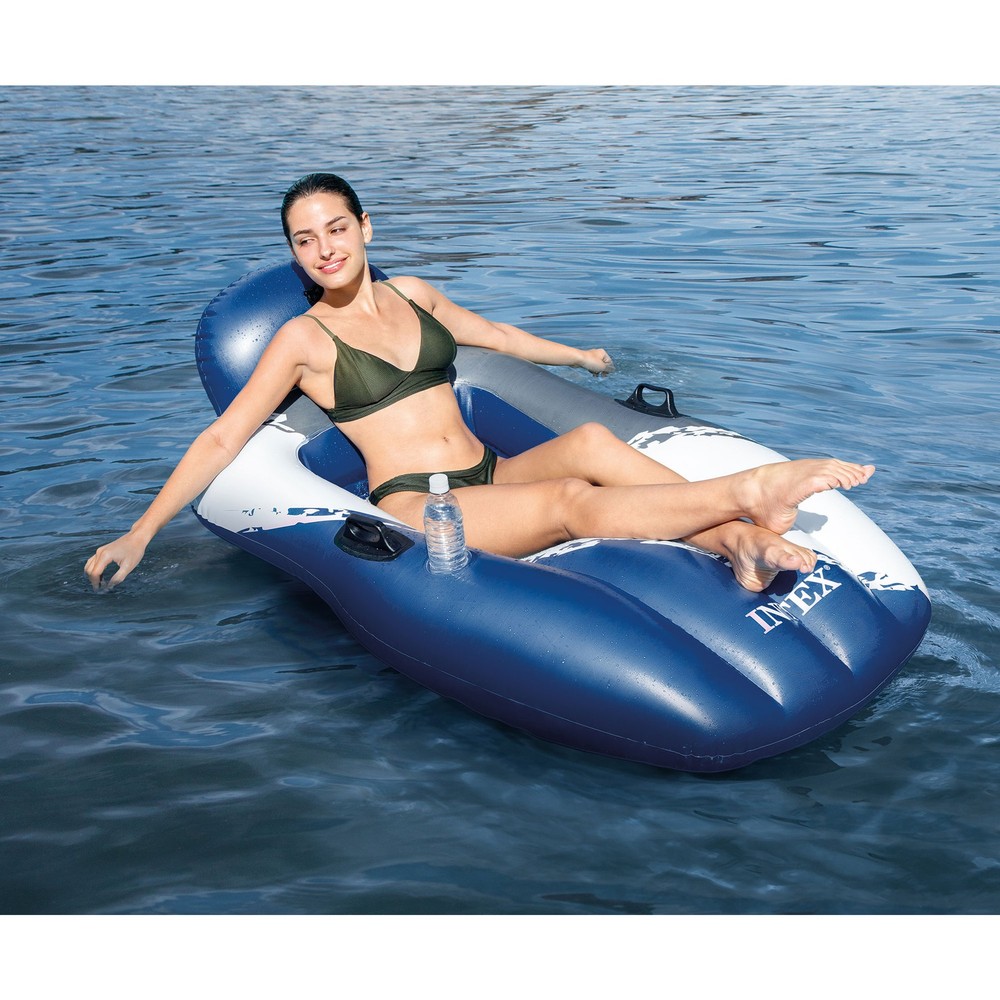 Intex Floating Mesh Lounge Chair Float Lounger w/ Cupholder (Open Box)
