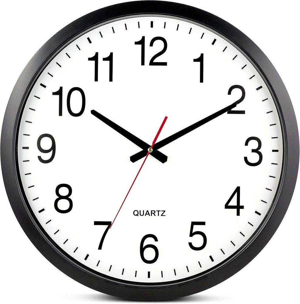 Stylish Large Black Wall Clock - Silent Quartz Movement