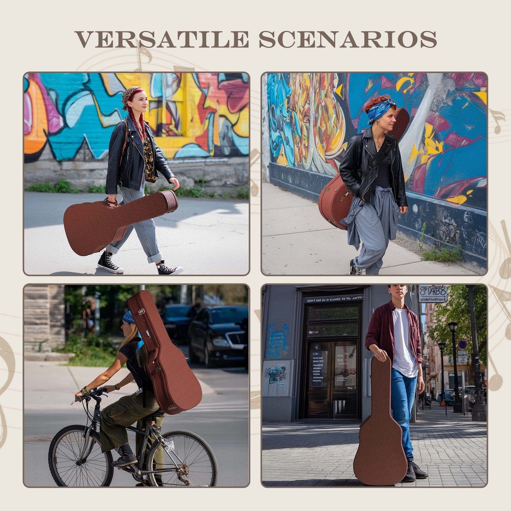 Yescom Acoustic Guitar Hard Case with Folding Stand Backpack Rococo Burnt Sienna
