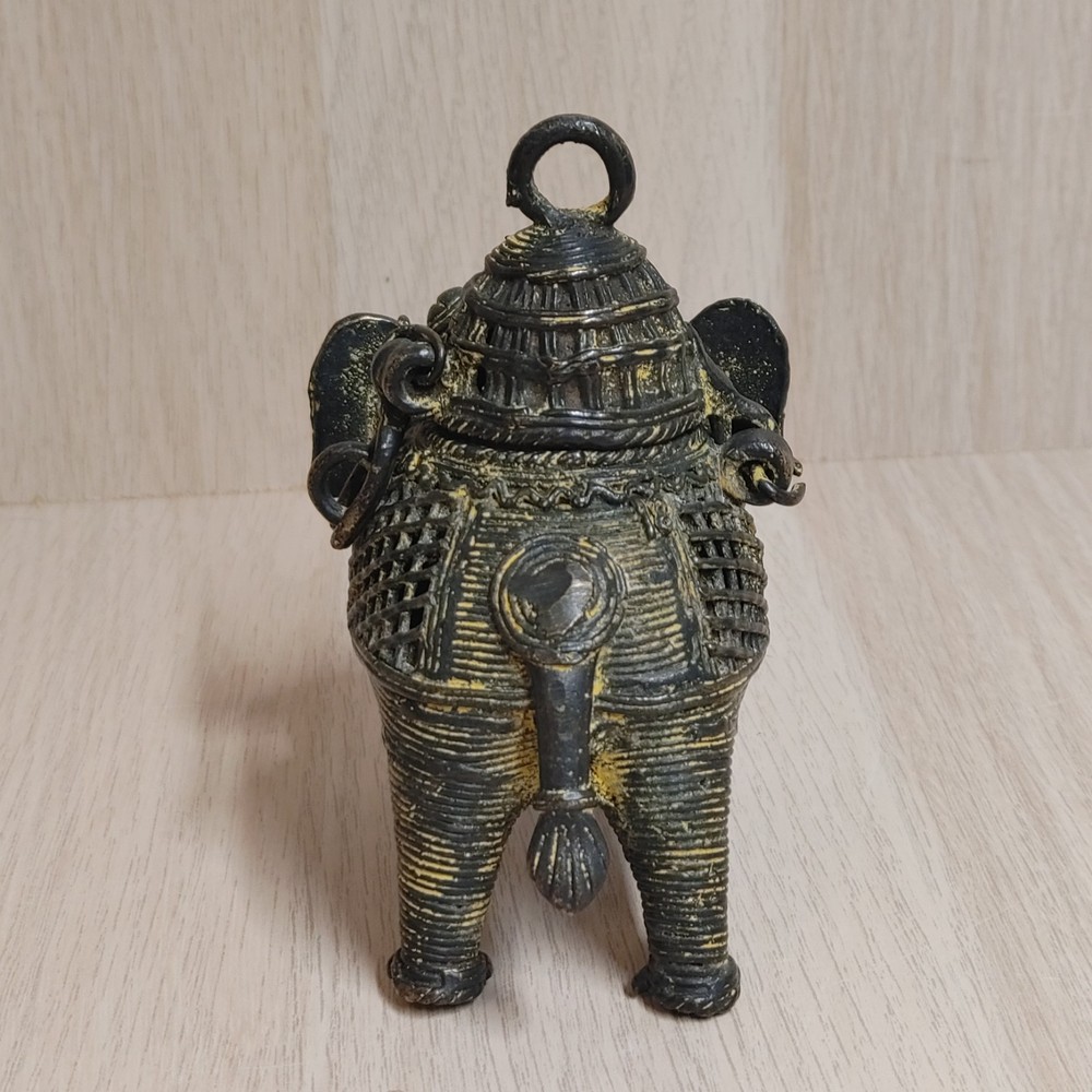 Metal Elephant Incense Burner Holder 5.5" Long
