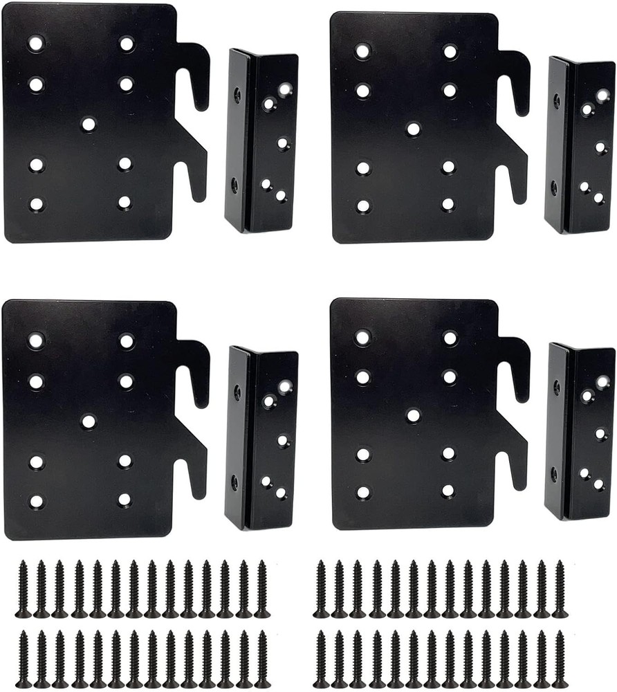 Bed Frame Post Double Hook Slot Hardware Attachment Bracket，Bed Rail Hooks Cold