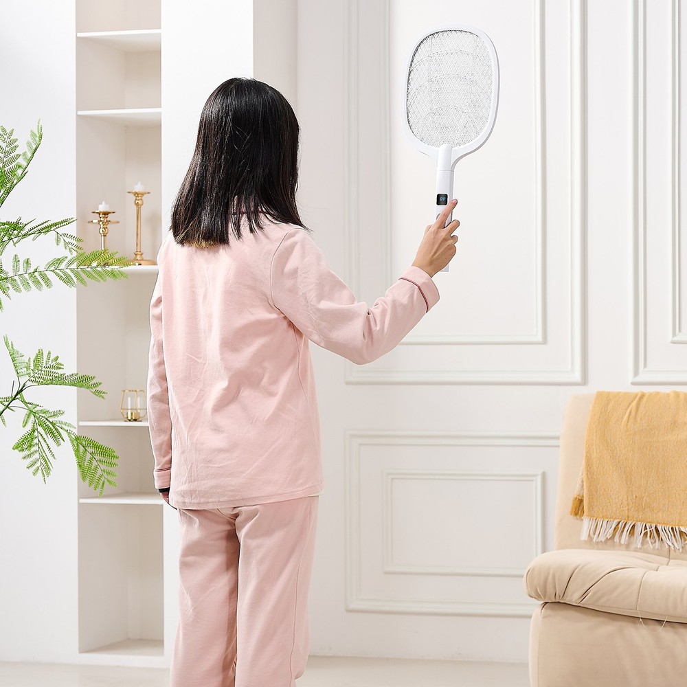 Electric Fly Swatter Zapper Racket 3 Layers Mesh & Digital Screen Display