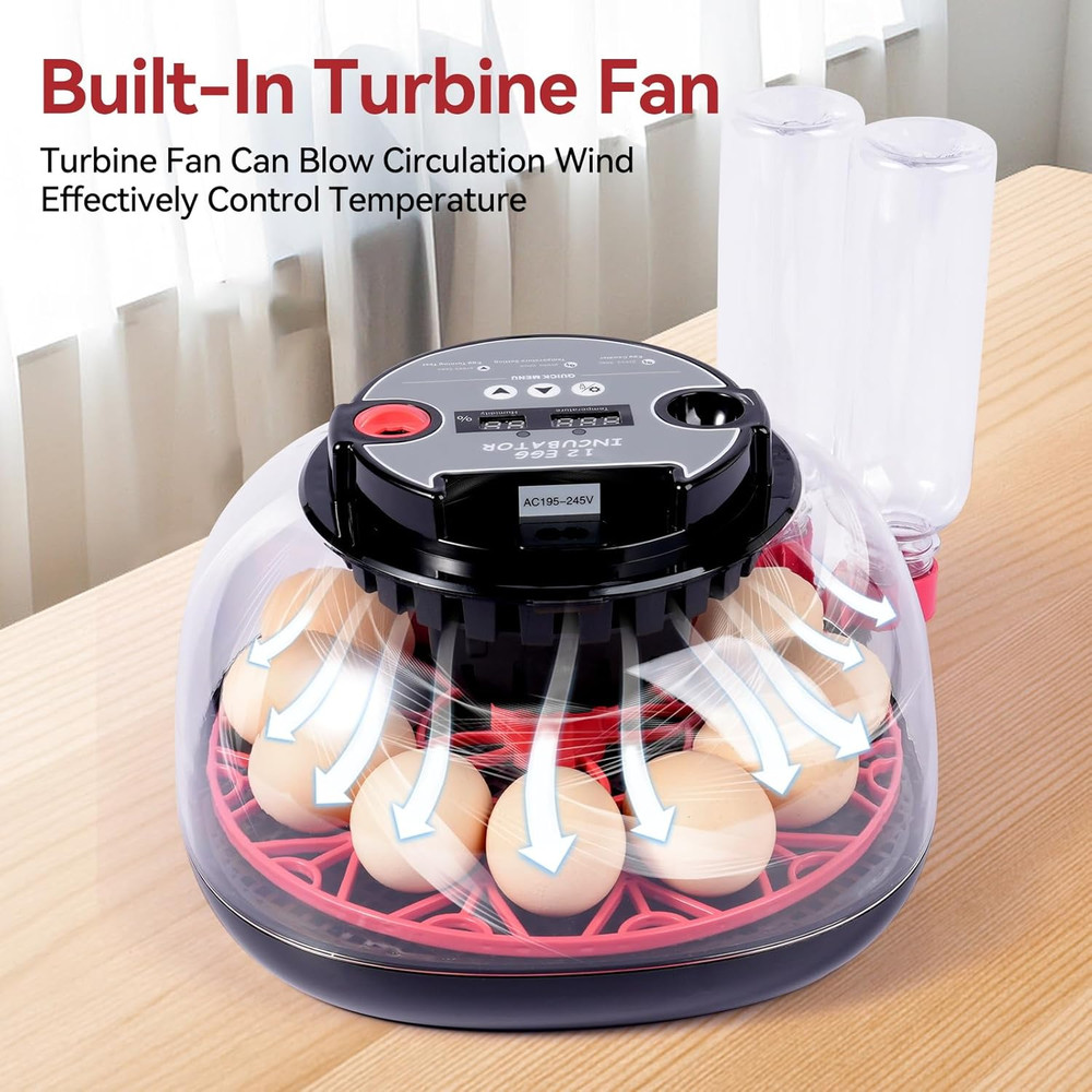 12 Egg Incubators with Temperature and Humidity Control Automatic Eggs Turner Eg