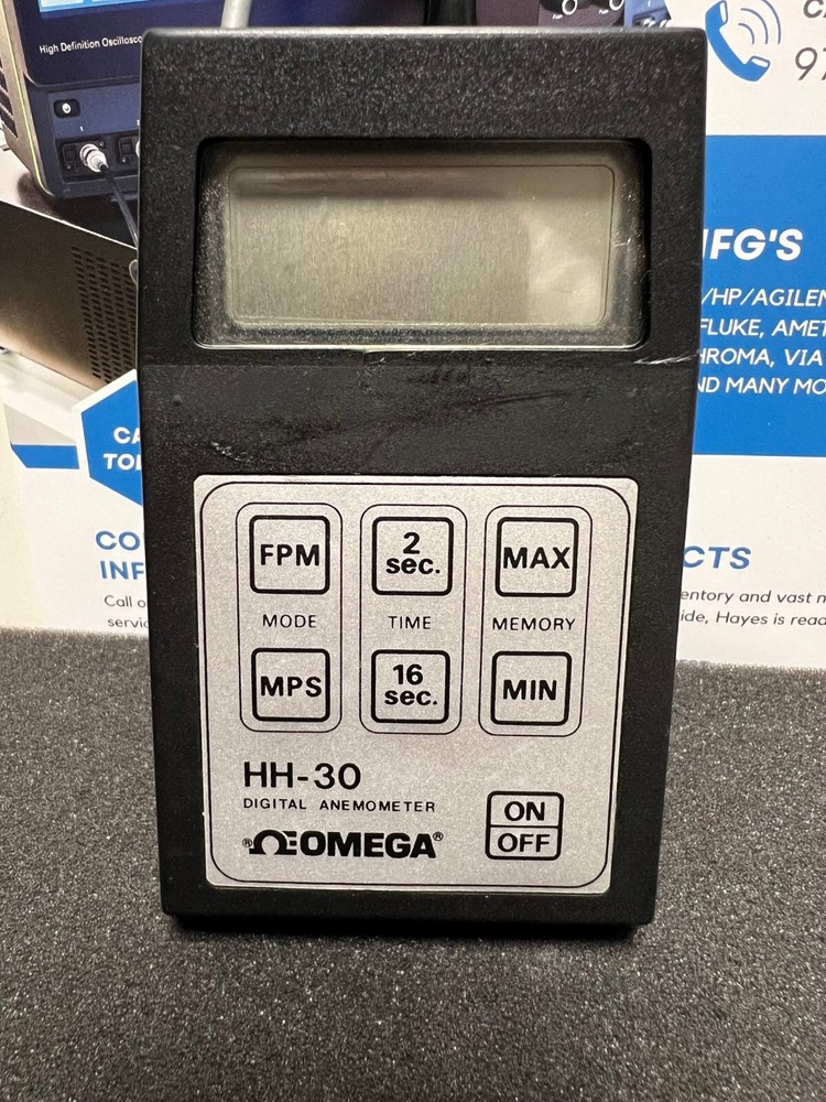 OMEGA Engineering HH-30 Handheld Digital Rotating Vane Anemometer, Complete!!