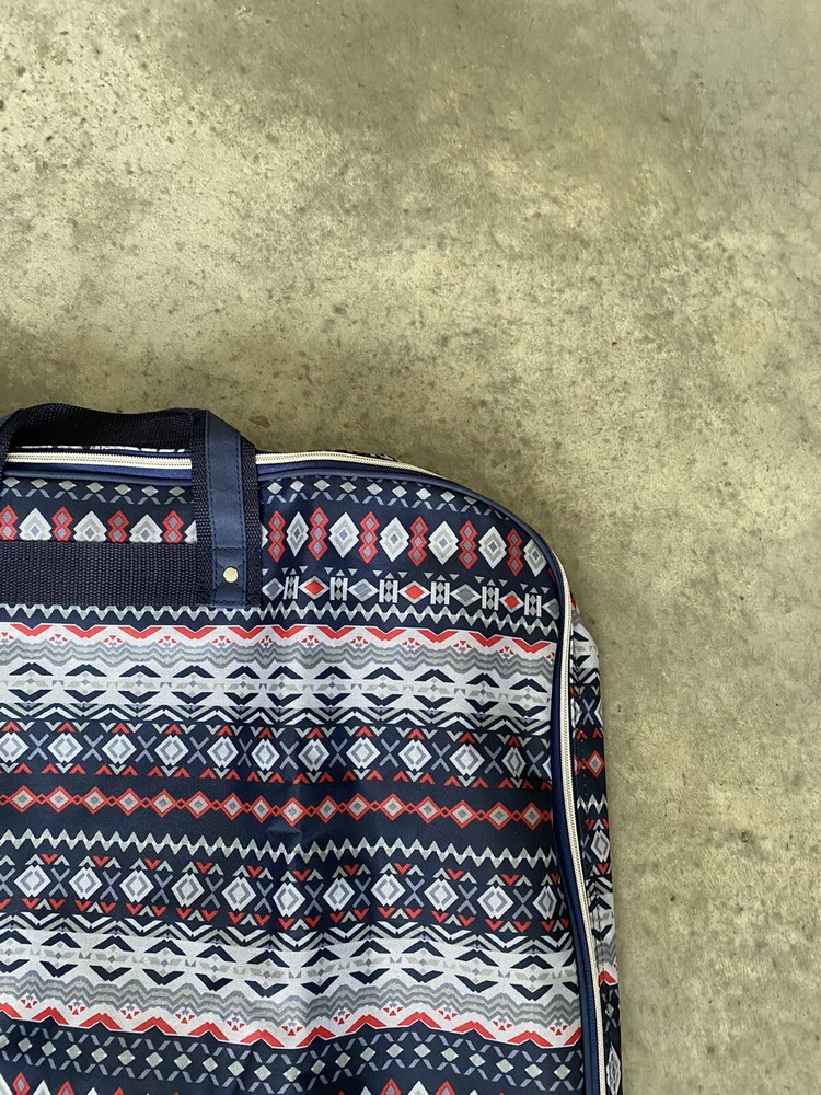 Red Blue Grey Patterned Large Luggage Bag 24” x 20” / A18