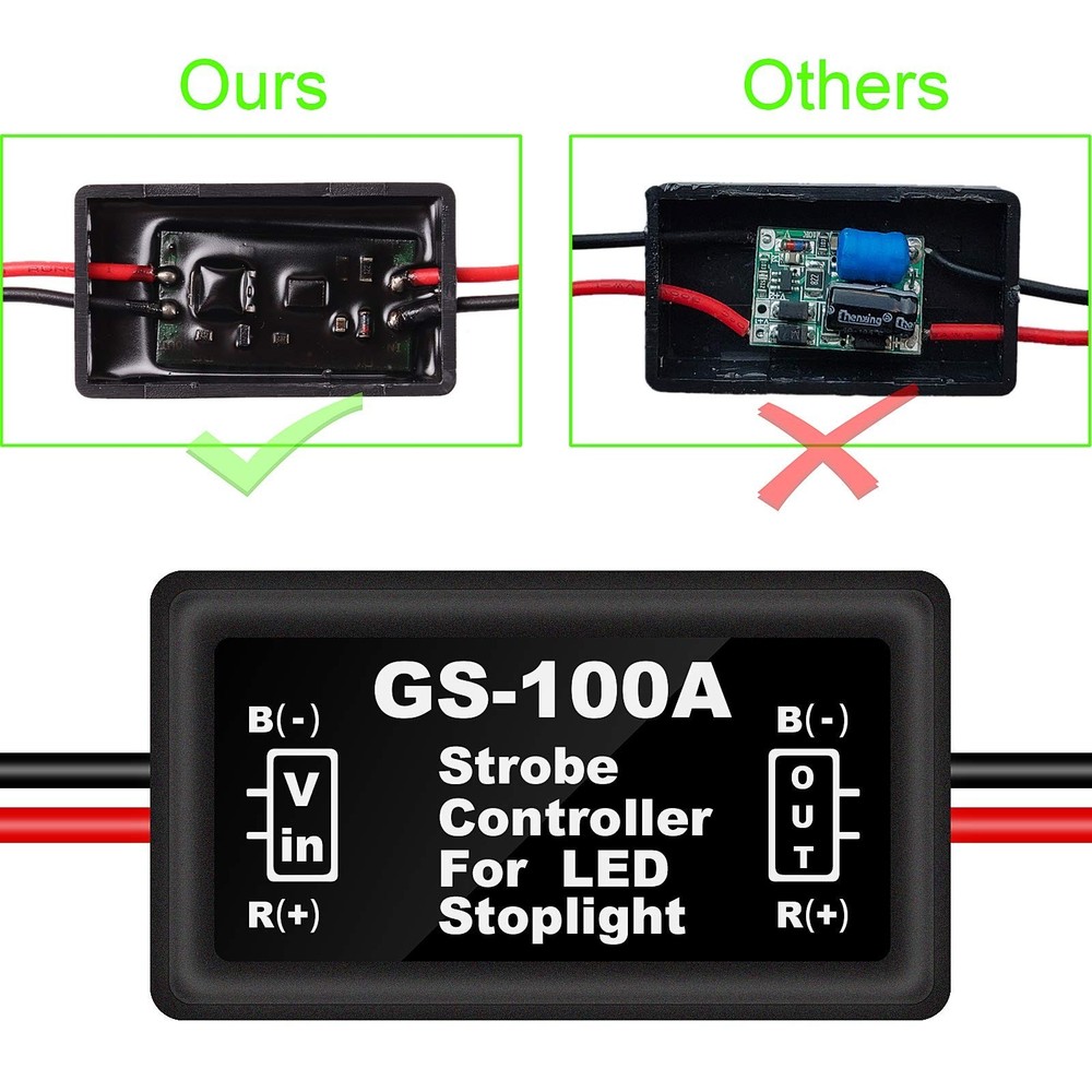 Kinstecks 2PCS LED Flash Strobe Controller Brake Light Flasher Brake Light St...