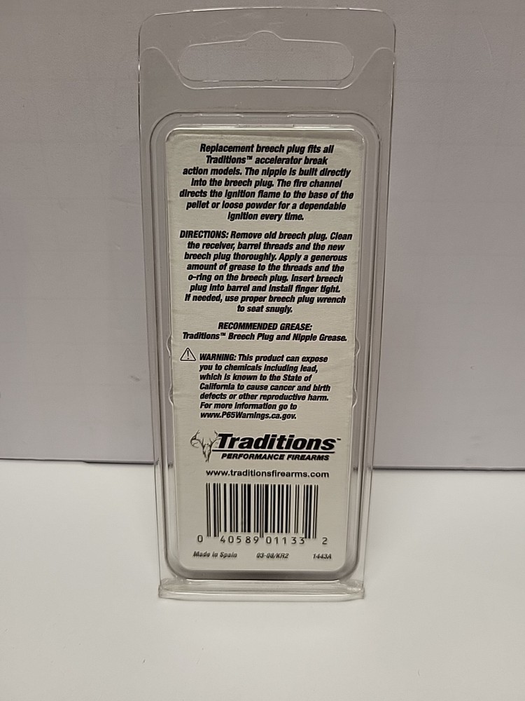 TRADITIONS ACCELERATOR REPLACEMENT BREECH PLUG A1443