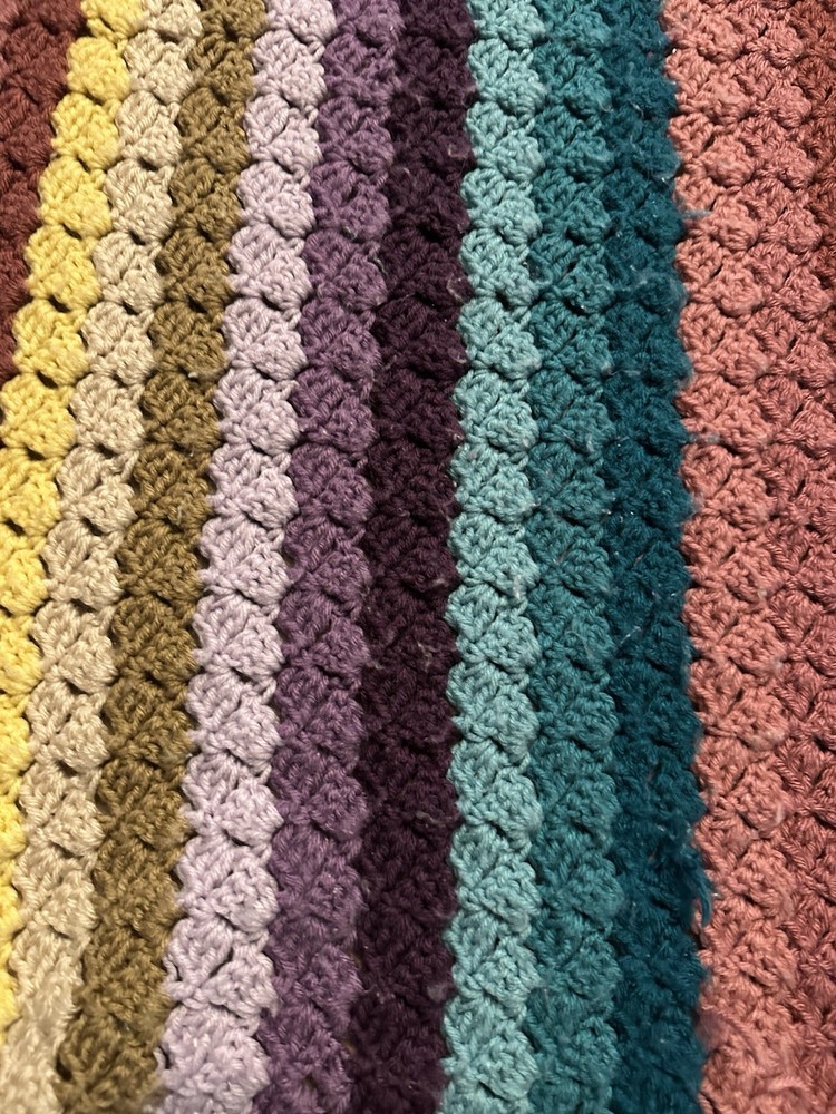 Handmade Crochet Lap Afghan Multicolors 42inx60in