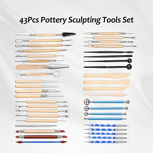 Pottery Clay Sculpting Tools 43Pcs Double Sided Ceramic Clay Carving Tool Set