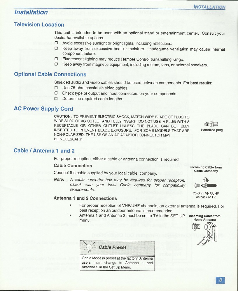 Printed Operating Instructions Panasonic SuperFlat System Monitor-Receiver