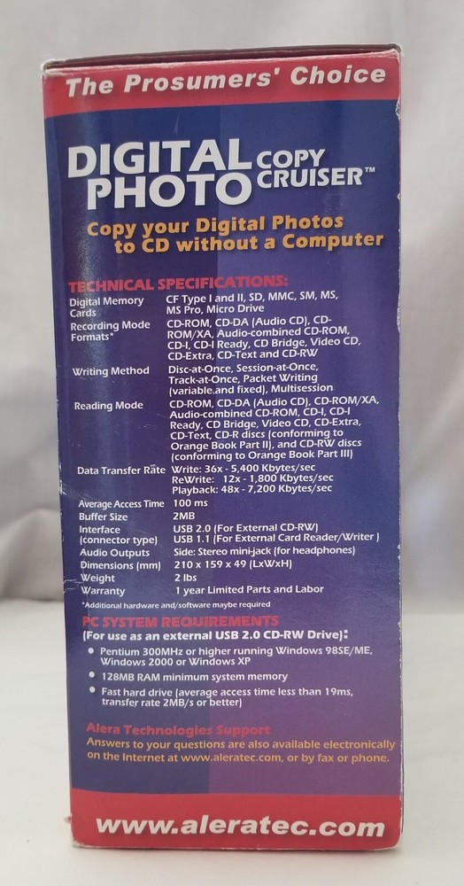 Alera Technologies 310101 Digital Photo Copy Cruiser and External CD Writer