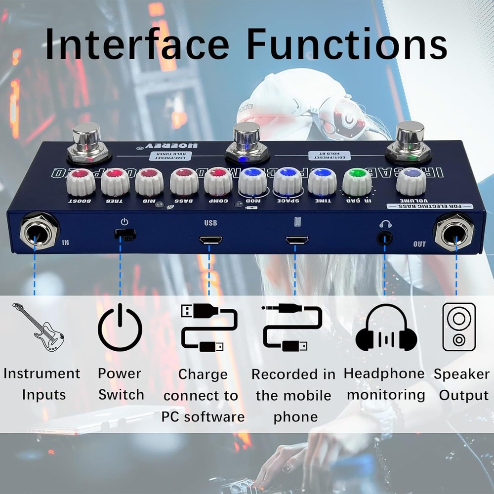 Multi Effects Guitar Pedal Delay Reverb Phase Chorus Distortion Overdrive