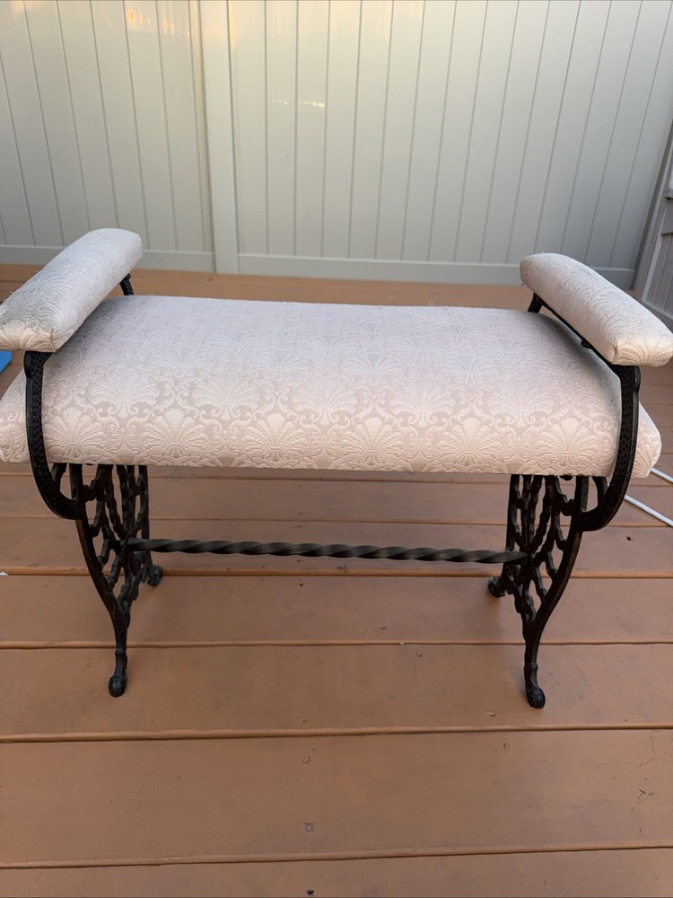 Antique Victorian Cast Iron Piano Bench Vanity Stool Needs Cleaning