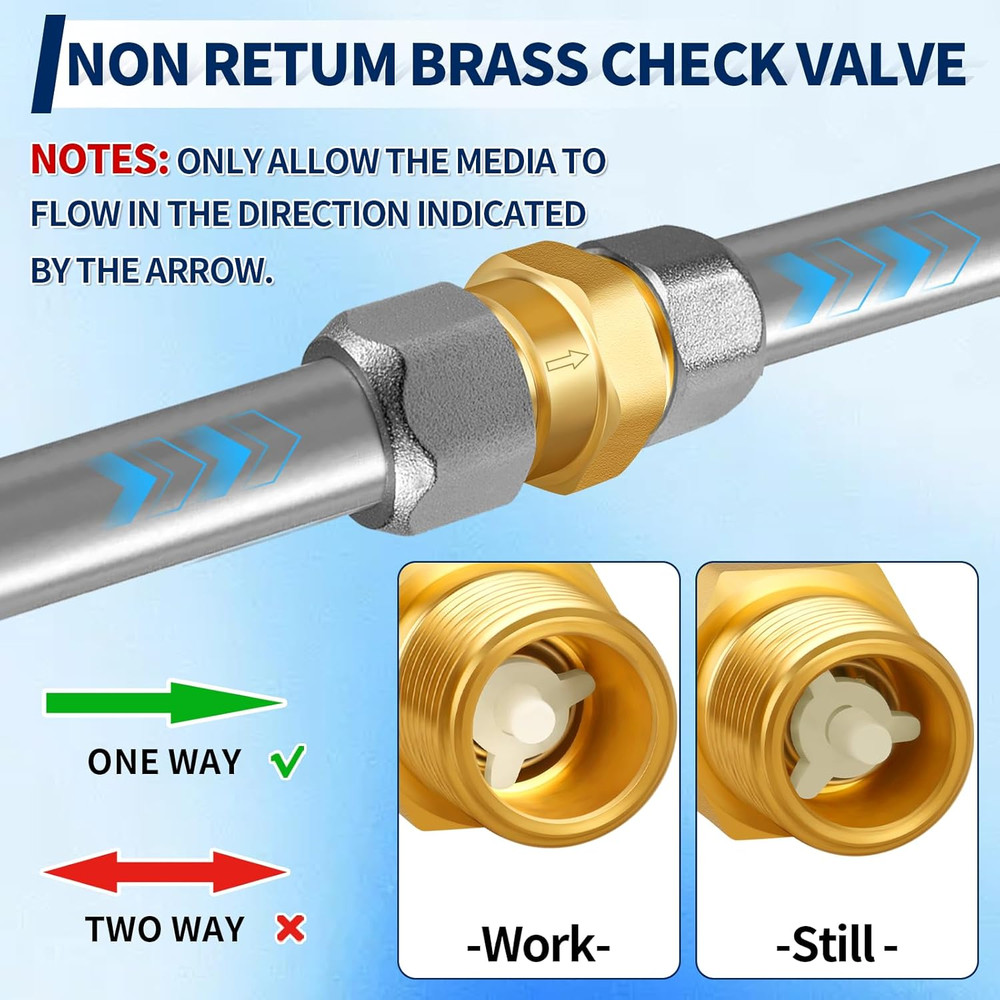 RV Water Heater Backflow Preventer, 1/2" NPT Double Male Thread Hot Water Heate