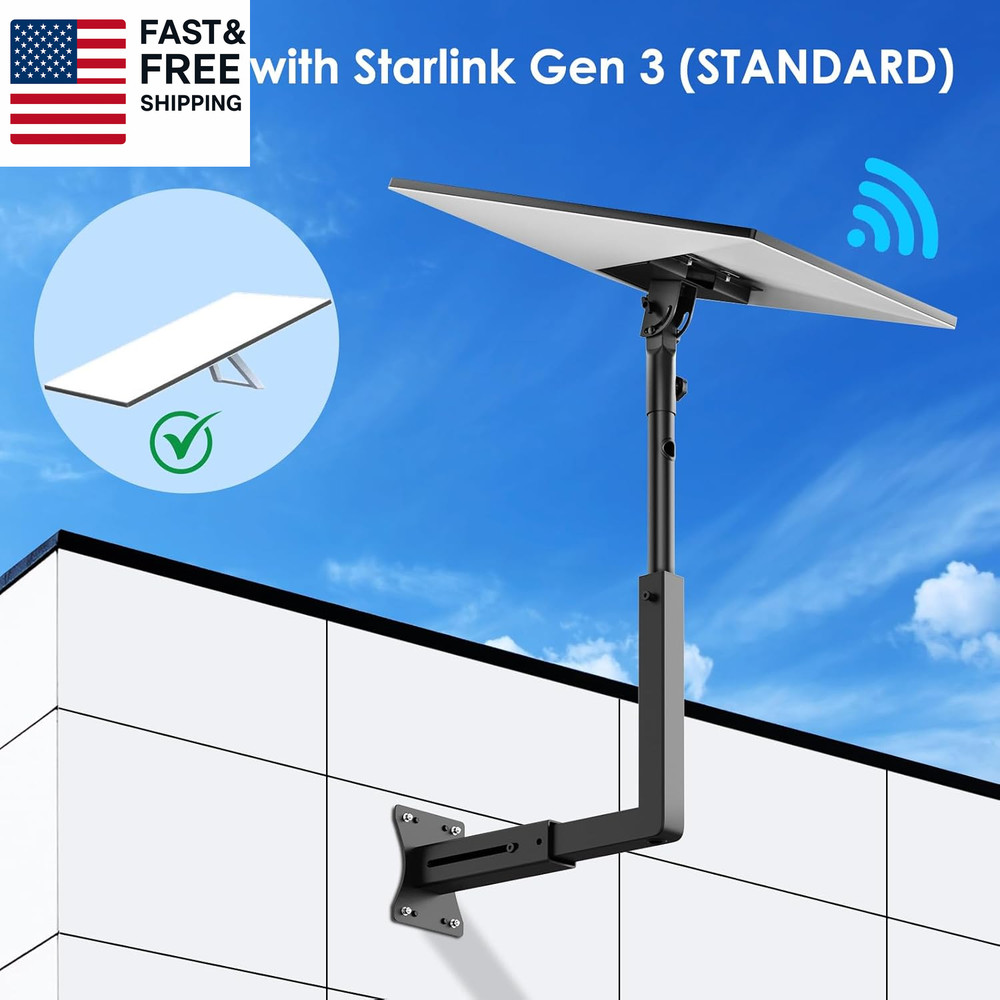 Starlink Mount, Adjustable Starlink Wall Mount Gen 3 with Telescoping Support A
