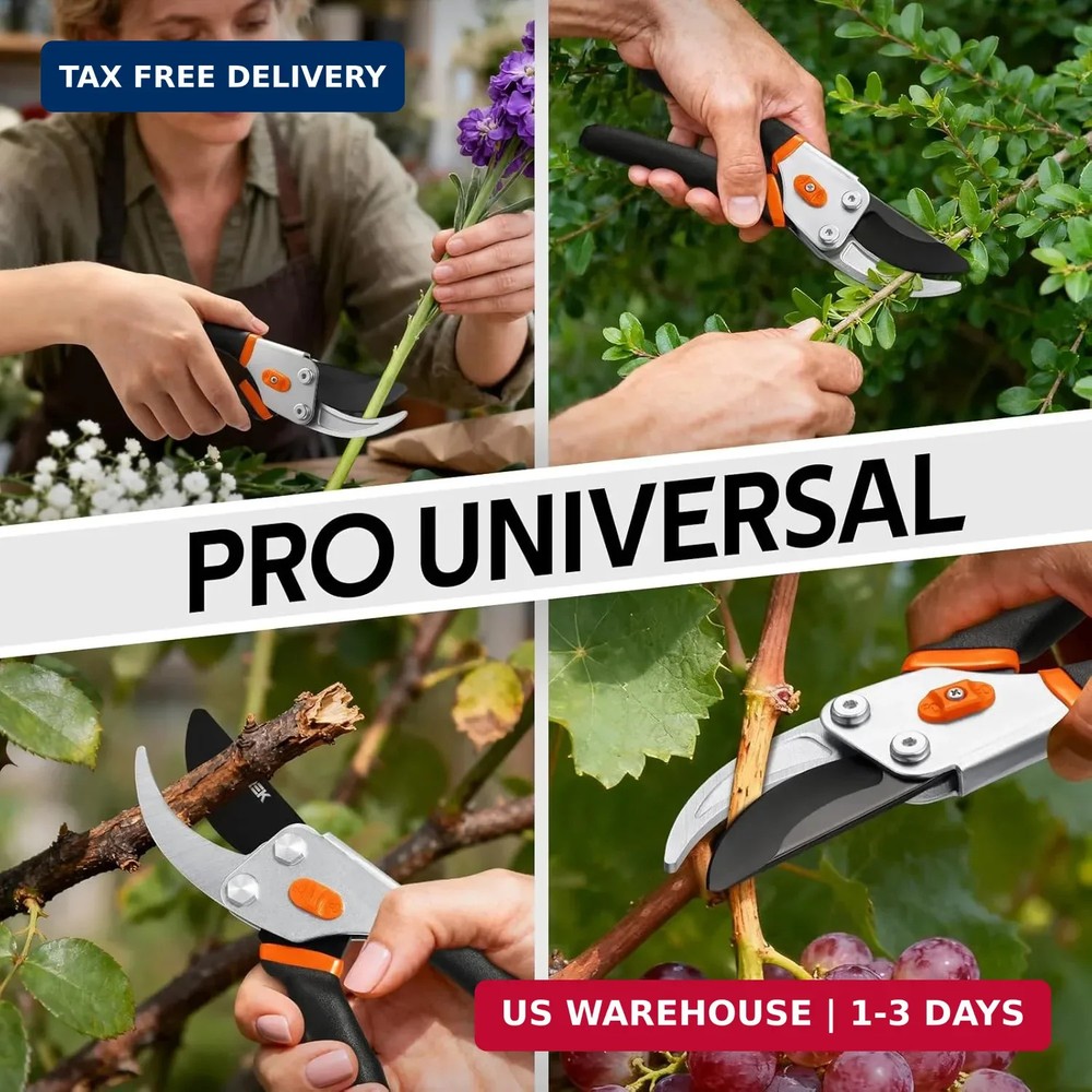 VOTREK® Pruning Shears, 8.5" Professional Garden Pruner with Jam-Proof Spring &