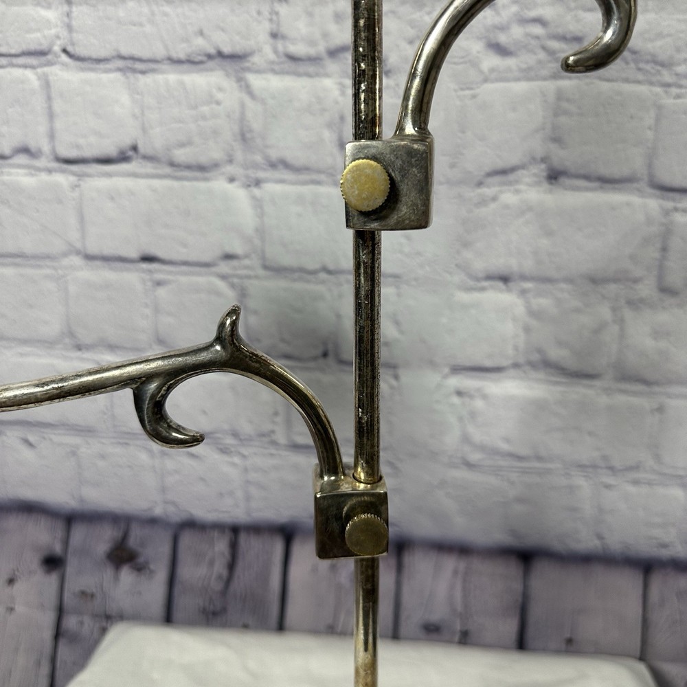 Vintage Adjustable Silver Plate SP Candelabra On Wood Base