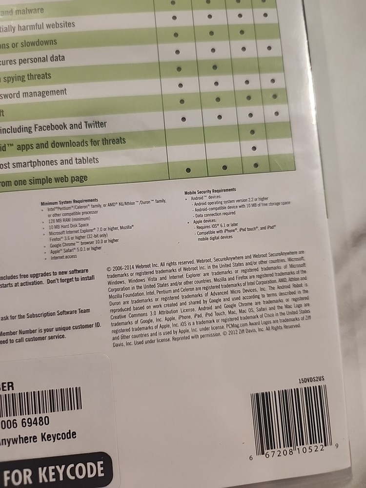 Webroot Secure Anywhere Internet Security 3 Devices Still Sealed