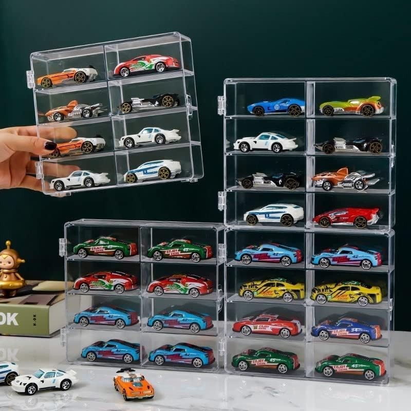 Protective Stackable Acrylic Organizer for 1/64 Scale Toy Cars - Clear & Compact