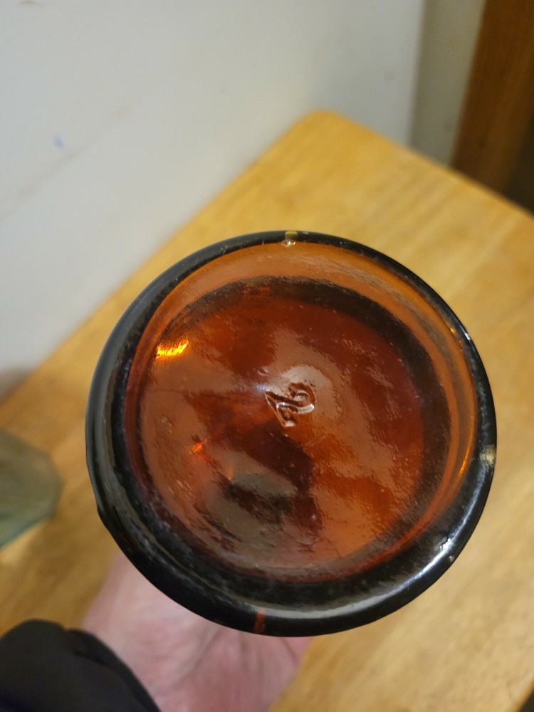 SANFORD'S INKS & LIBRARY PASTE PINT HAND BLOWN 7" TALL BOTTLE AMBER