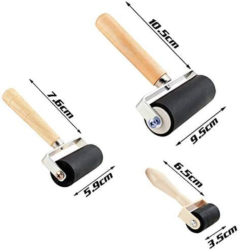 3 Pack Rubber Roller - Brayer Rollers with 3 Size for Crafting Brayer Rollers