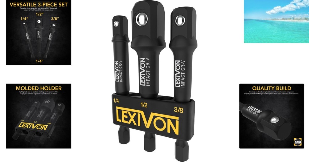 Durable Chrome Vanadium Impact Socket Adapters: 3-Piece Set for Versatile Use