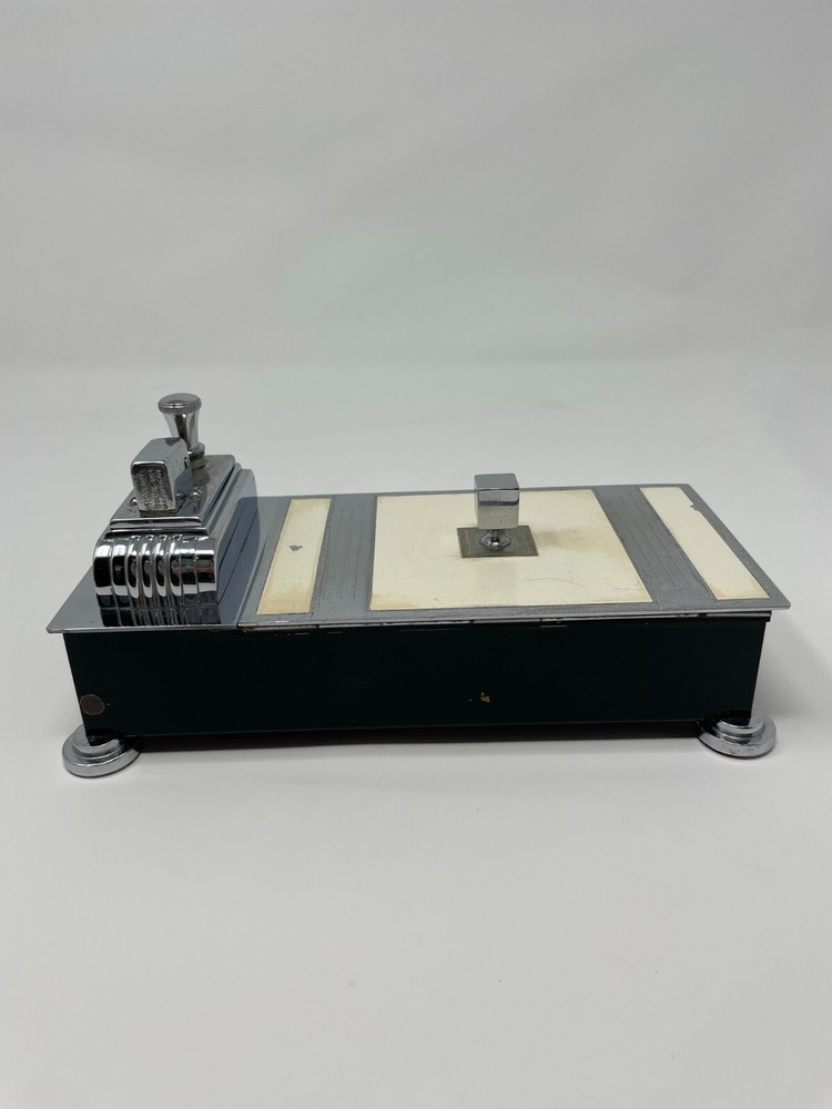 ART DECO RONSON TOUCH TIP LIGHTER AND CIGARETTE BOX