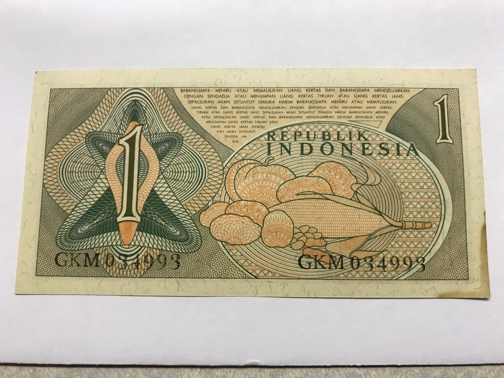 1961 Indonesia 1 Rupiah Farm Workers Gem Unc. #4821