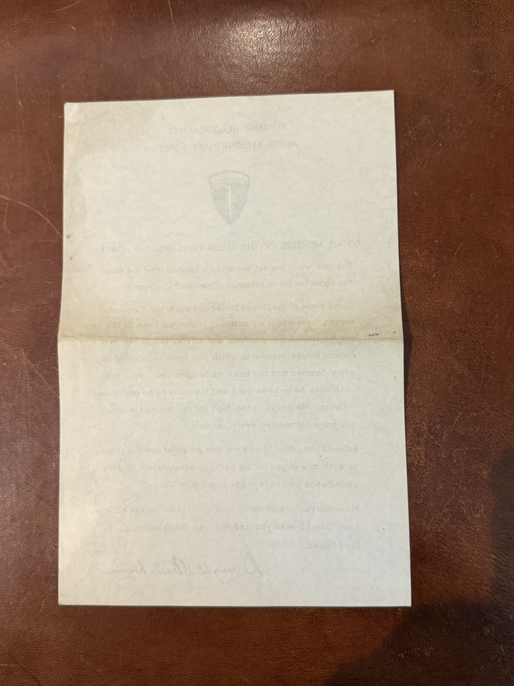 Original Allied Headquarters Document Dwight Eisenhower SHAEF Orders WW2 German
