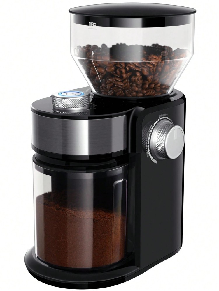 Electric Burr Coffee Grinder 16 Precise Grind Settings for 2-14 Cup Silver NEW