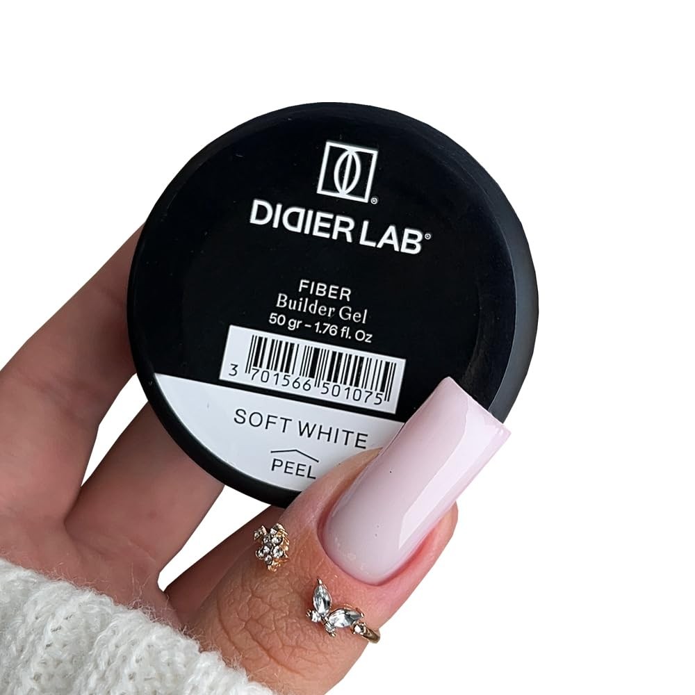 Fiber Builder Soft White – Self-Leveling HEMA-Free Builder for Nails - Ultra-...