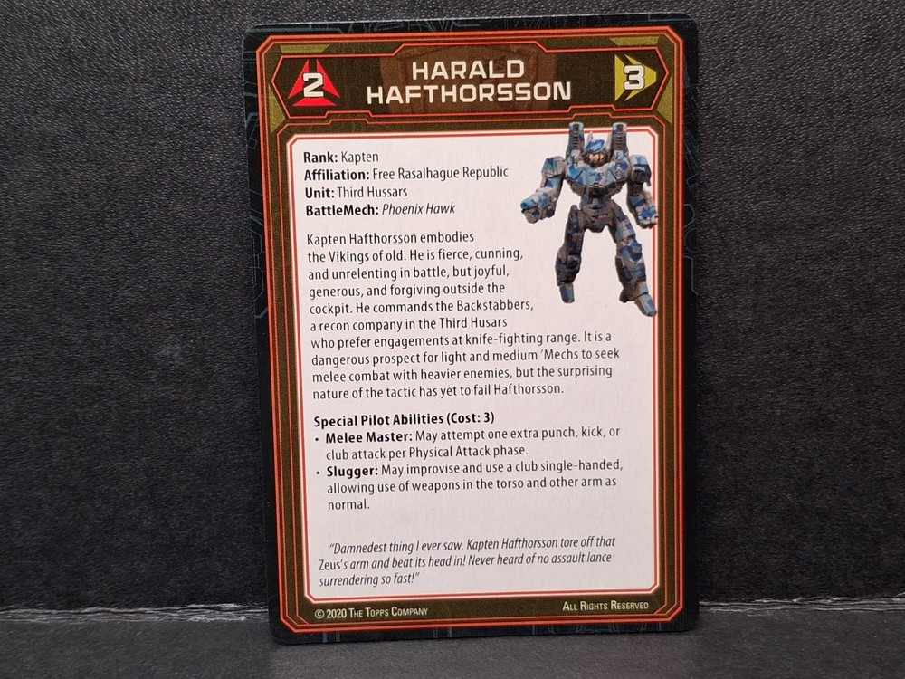 BattleTech Phoenix Hawk + Alpha Strike & Pilot Cards Inner Sphere Battle Lance