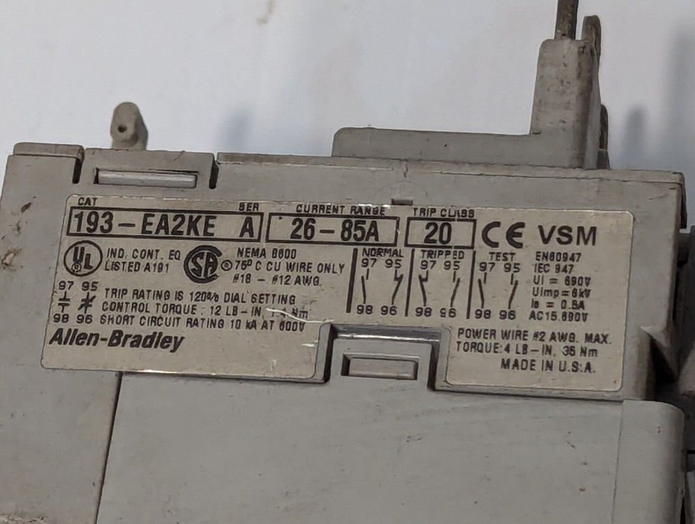Allen-Bradley 193-EA2KE Solid State Overload Relay 26-85A,Ser A