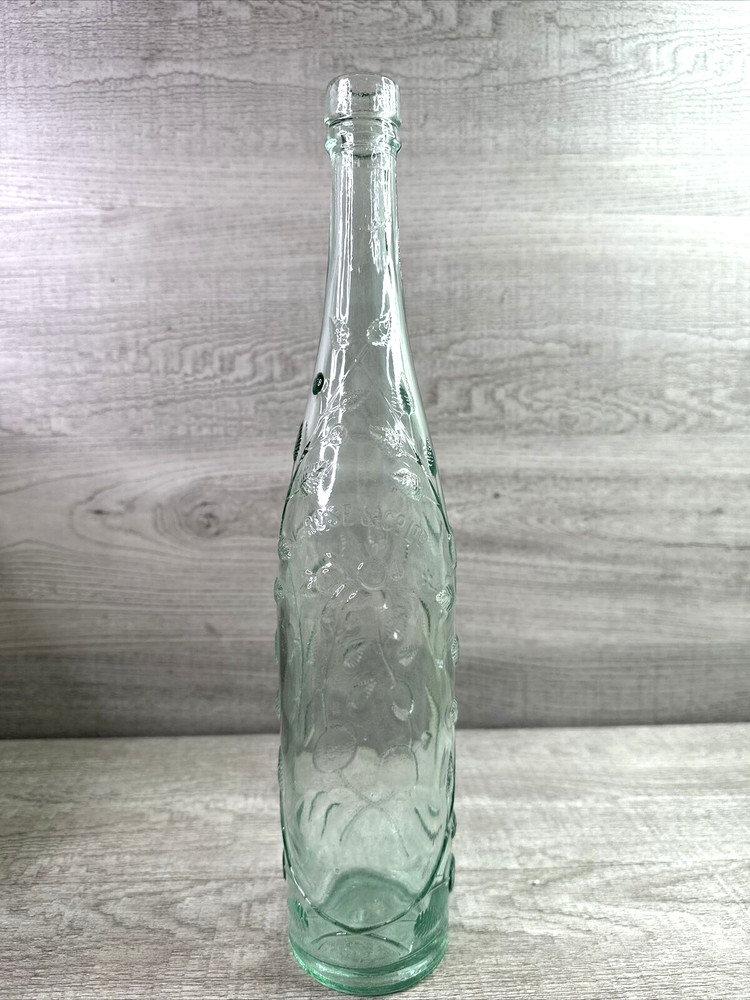L. Rose & Co Light Green Glass Decorative Bottle Leaves Fruit 3D