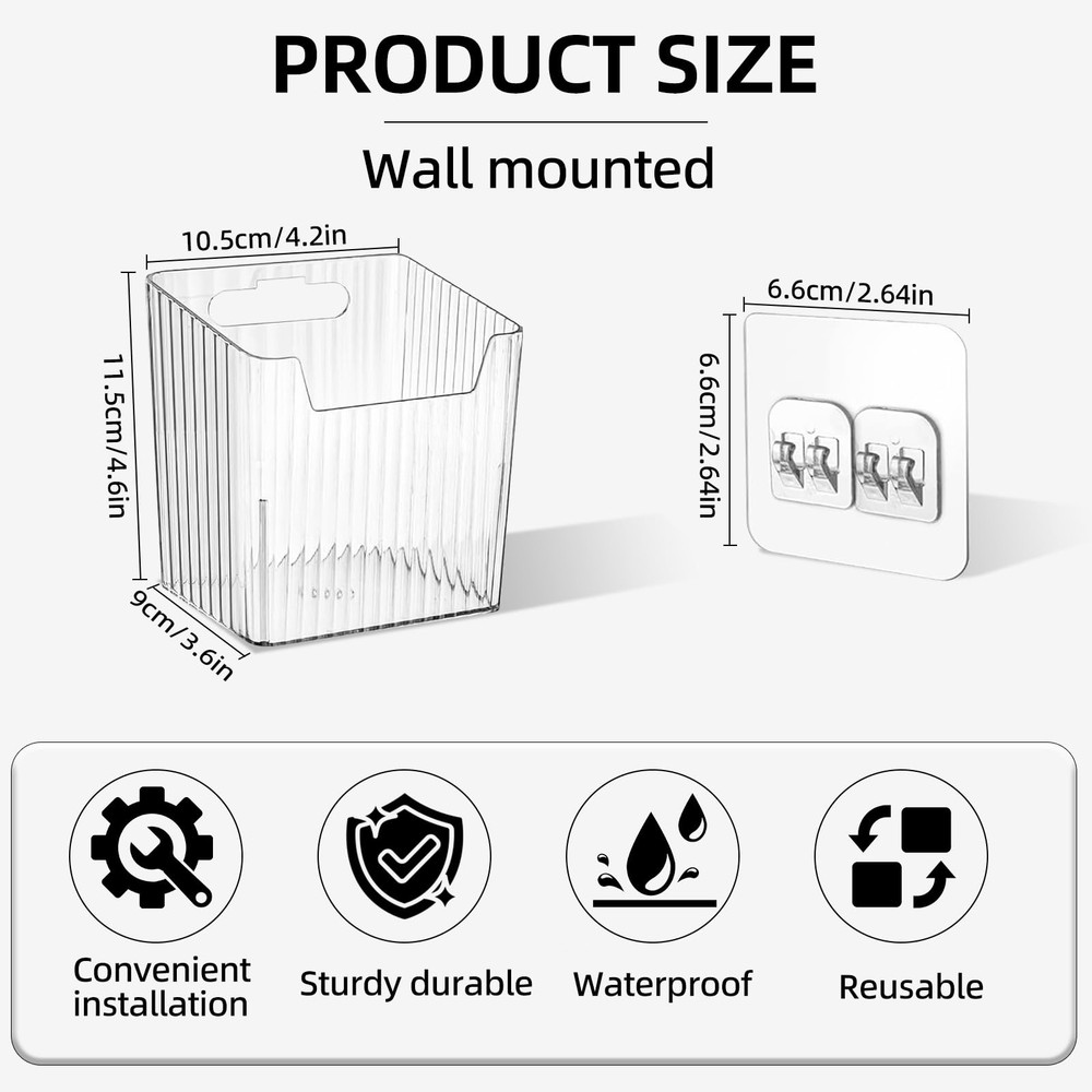 4 Pack Clear Adhesive Wall Mount Organizers, Stackable Cabinet Door Storages ...