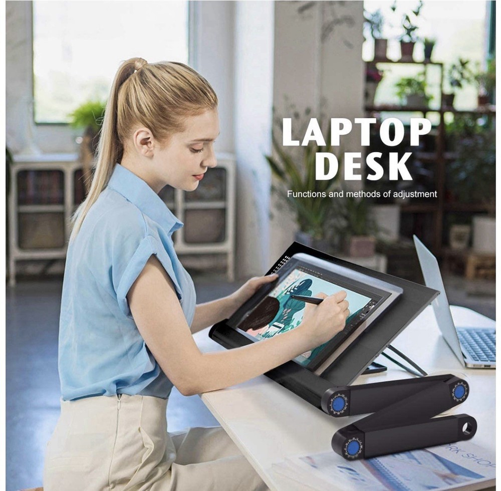 Adjustable Laptop Stand With Cooling Fan and Mouse Pad, Upgraded Table Sturdy