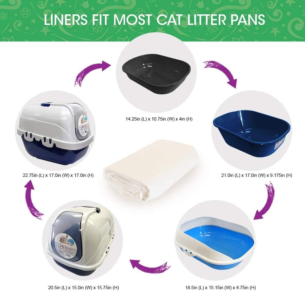 10 Count Durable Litter Box Liners, Easy Clean Up Elastic Jumbo Sifting Litte...