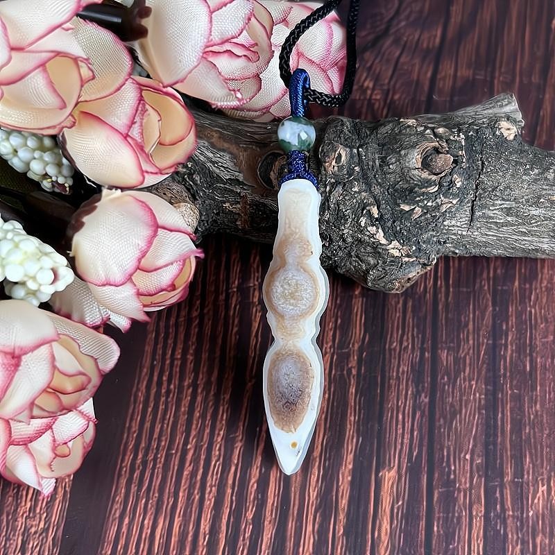 China Inner Mongolia Gobi Eye Agate Vajra Scepter Specimen Pendant