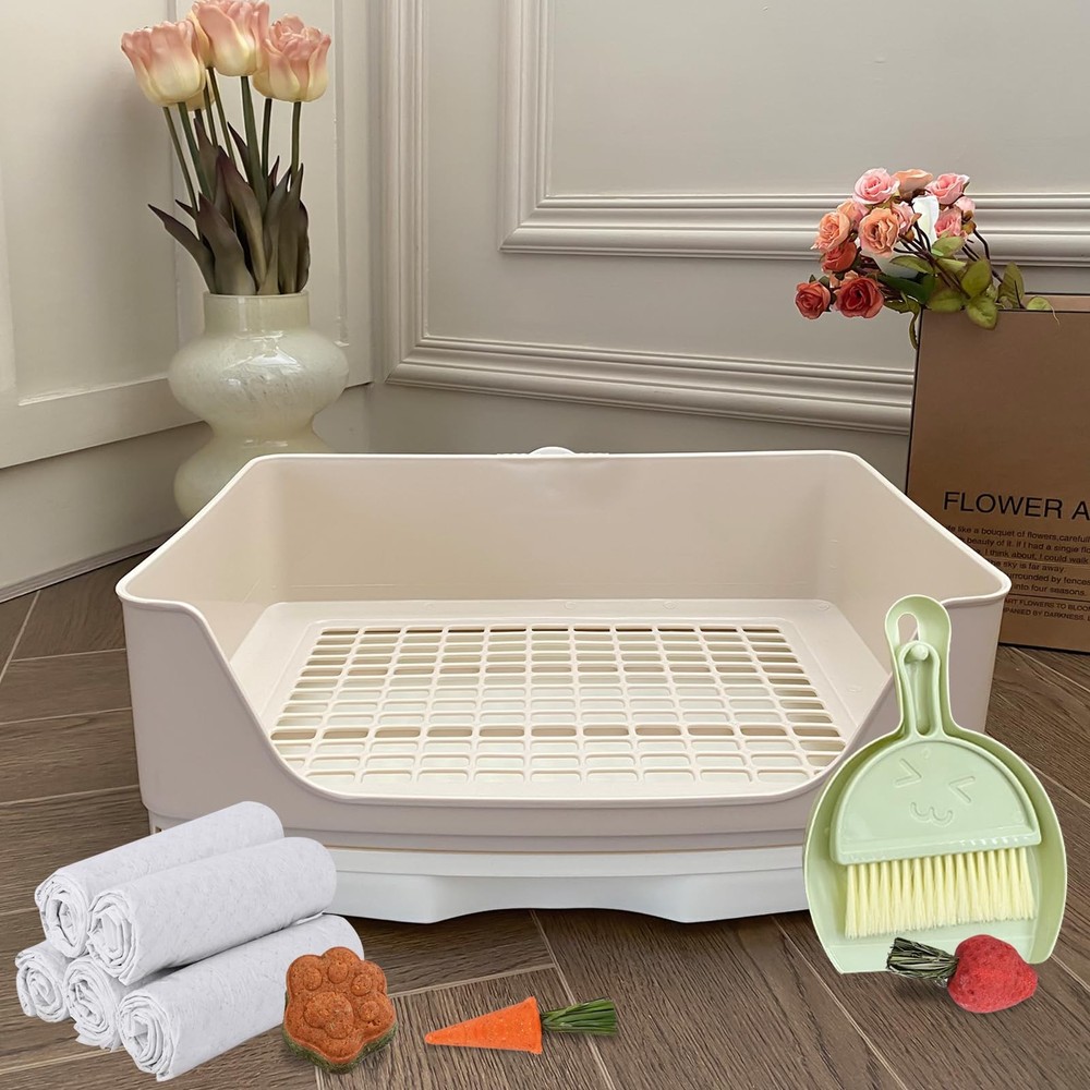 Large Rabbit Litter Box with Drawer | Bunny Potty Training Corner Pan