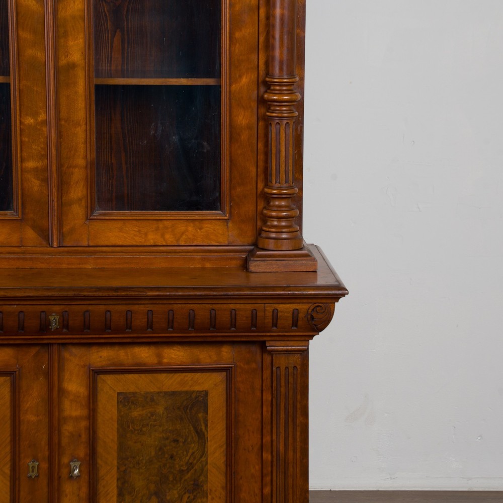 20th Century Danish Walnut Bookcase with Glass Upper Doors