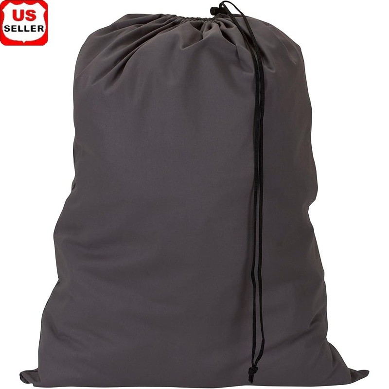 Cotton Laundry Bag Drawstring Storage Dorms Hamper Wash Carrying Linens New