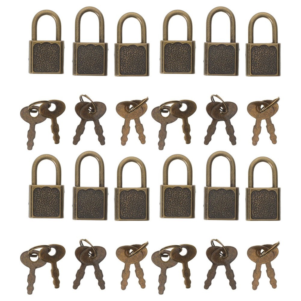 12 Sets Mini Vintage Style Padlocks With Keys For Storage Unit Locks