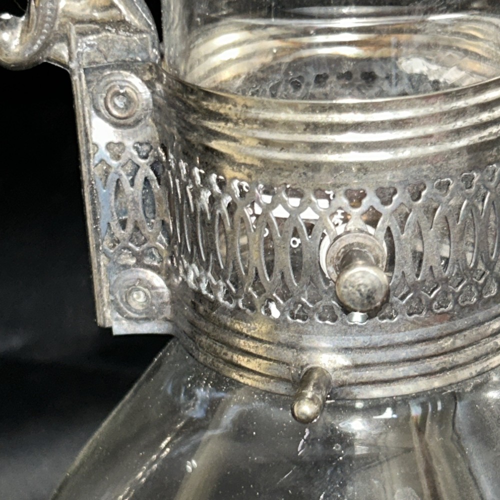 Vintage 9” Silverplate Glass Pitcher