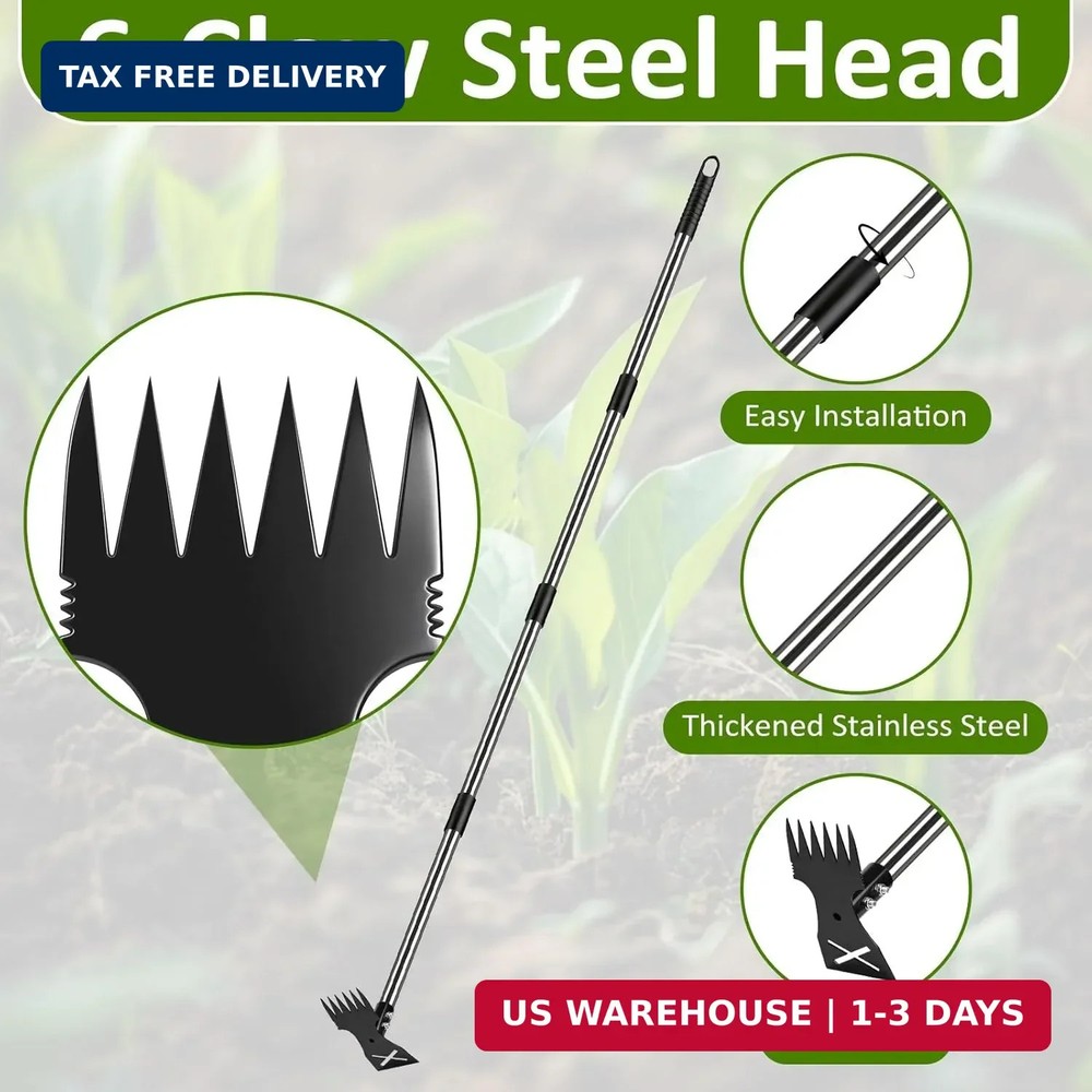 Weed Puller Tool with Long Handle - Adjustable Length Manual Weeder Remover Tool