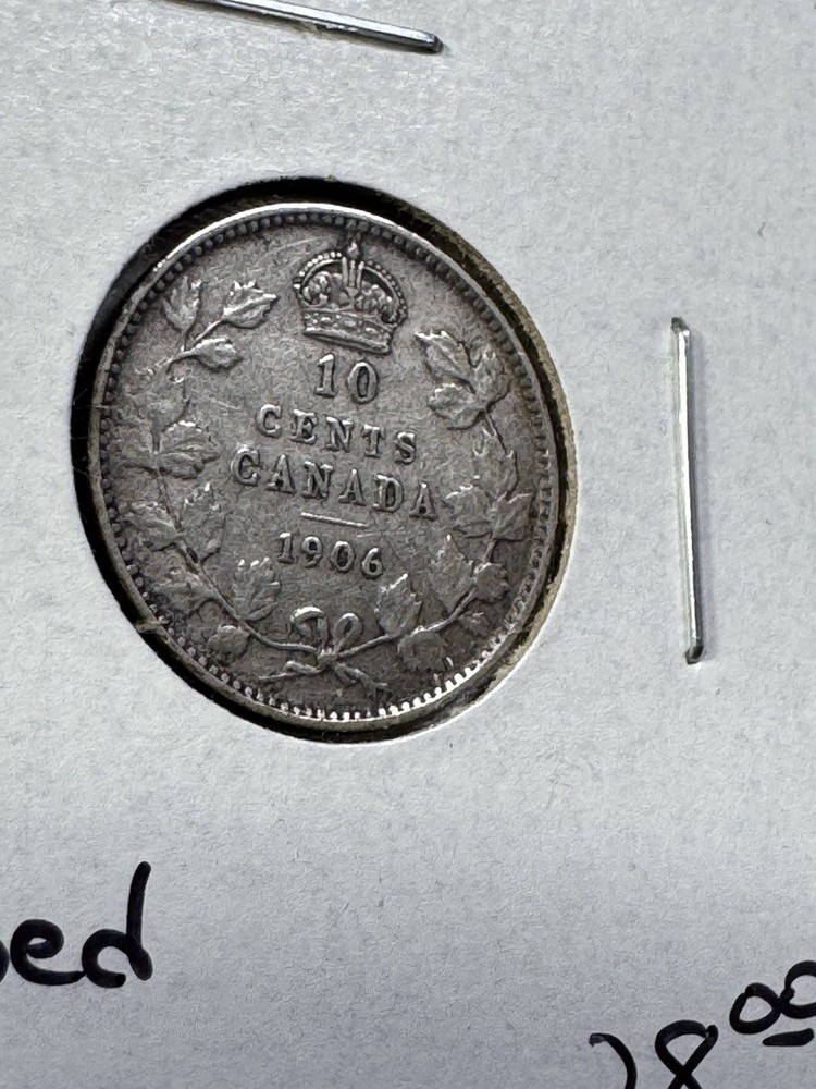 1906 Canada 10 Cents Silver Coin Cleaned