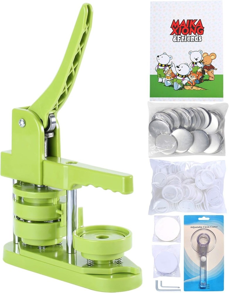 Engaging 58mm DIY Button Maker with Educational Magic Book & Crafting Supplies