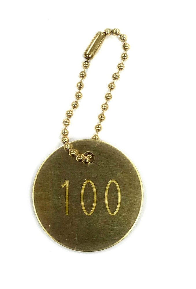 Brass Tags, Numbered 001-100, 1.25 Round